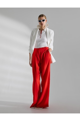 Koton Melis Ağazat X Koton - Relax Fit Keten Karışımlı Blazer Ceket Kırık Beyaz 3sak50074pw 3SAK50074PW001 Ekru