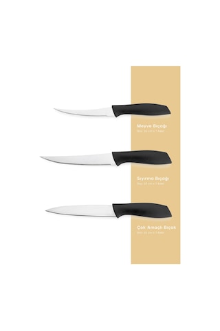 Schafer Quick Chef Bıçak Seti 3 Parça-siyah Siyah