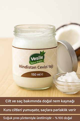 %100 Saf Soğuk Sıkım Hindistan Cevizi Yağı 150 Ml Doğal Cilt Ve Saç Bakım Yağı Diğer