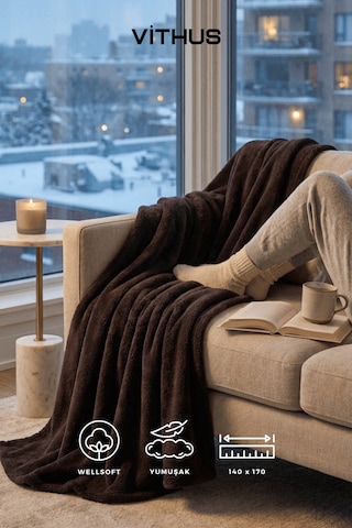 Wellsoft Tv Battaniyesi Peluş Polar Ultra Yumuşak Battaniye 140x170 Cm Siyah