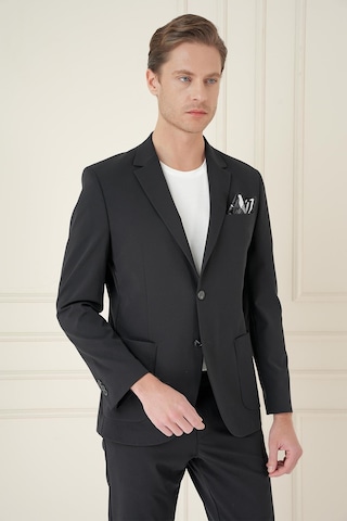 Efor Slim Fit Torba Cep Esnek Spandex Karışımlı Düz Siyah Blazer Ceket C 696 Siyah
