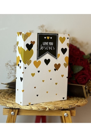 Rabsev Fotoğraf Albümü 10x15cm 200 Fotoğraf Kapasiteli Renkli Love You Desenli Anı Albümü