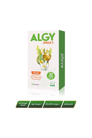 Algy Omega 3 Vegan 500 Mg Dha + Epa 30 Yumuşak Kapsül