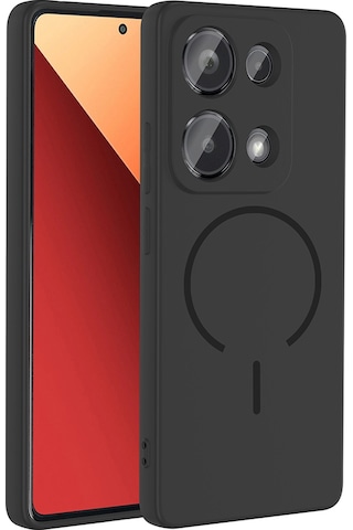 Redmi Note 13 Pro 4g Kılıf M-safe Şarj Özellikli Mkst Meta Kapak - Siyah Siyah
