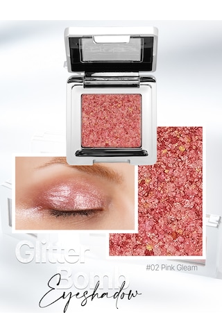 Cre'ars Mücevher Parlaklığında Yoğun Pigmentli Tekli Far Glitter Bomb Eyeshadow 02 Pink Gleam