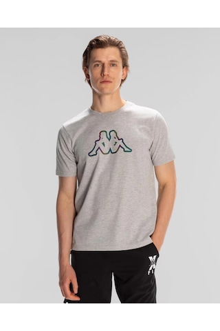 Kappa Logo Aura Erkek Gri Regular Fit Tişört Siyah