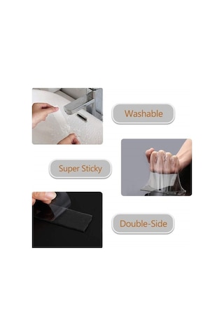 Pazly 70mmx2mm Çift Taraflı Nano Yapışkan Bant, 3m Beyaz, Şeffaf Halı Duvar Bandı