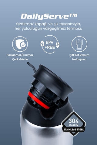Cooker Dailyserve 3 Litre Paslanmaz Çelik Termos Ckr2125 Gümüş