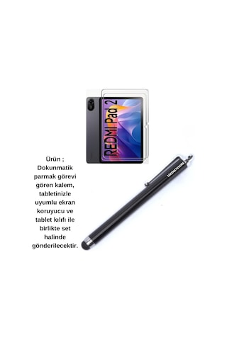 Xiaomi Redmi Pad 2 11 İnç 2025 Tablet Kılıfı Silikon Ekran Koruyucu Dokunmatik Kalem Seti