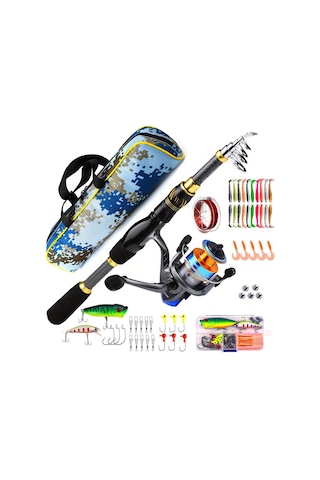 Valkyrie 1.8m Çantalı Motorlu Spin Olta Seti Silikon Rapala Misina Jighead Herşey Dahil Tam Set Ultra Hafif Tasarım