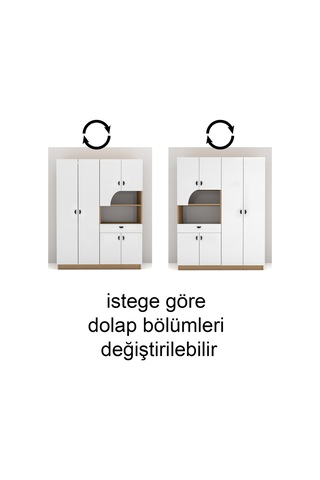 Bianca 6 Kapaklı 1 Çekmeceli Gardırop Beyaz
