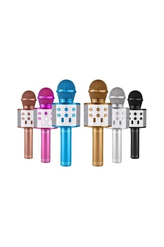 Wireless Mikrofon Karaoke - Hoparlör Usb Şarjlı Usb - Tf - Aux Renkli Krom Kaplama Pil:800mah - Dc 5v Bls-25 4887