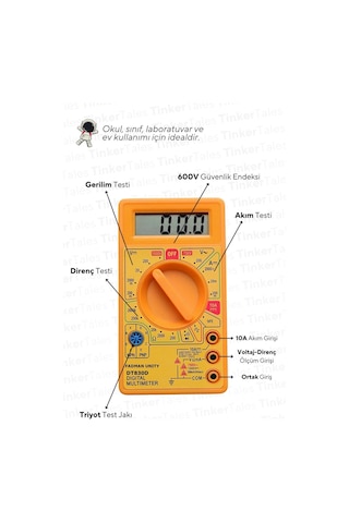 10'lu Dt-830d Dijital Multimetre Akım-gerilim-direnç Testi Okul Sınıf Ve Ev Için Uygun Arduino Uyumlu