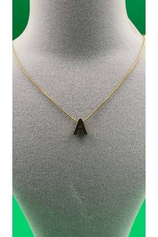 14k Altın Renginde A Harf Minimal Model Çelik Kadın Kolye Altın