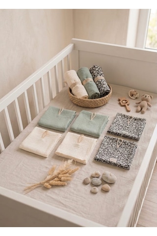 Drsnticaret 6'lı Set %100 Pamuk Müslin Bebek Ağız Silme Mendili -20x20 Cm Beyaz