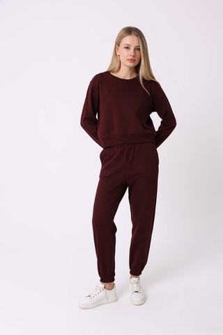 Defys Kadın Bisiklet Yaka Basic Şardonlu Eşofman Takımı Bordo - 932380624 Bordo