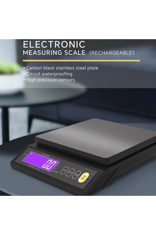 Fortunelane Ip67 Su Geçirmez Dijital Terazi - Kesin Sayma, Otomatik Kapatma, 10kg/1g, 400mah Li-pil, Siyah Abs+paslanmaz Çelik Siyah