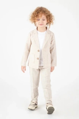 Erkek Çocuk Spor Keten Takım Elbise Bej