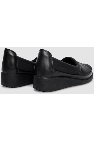Siyah Taş Detaylı Kadın Comfort Ayakkabı-Siyah