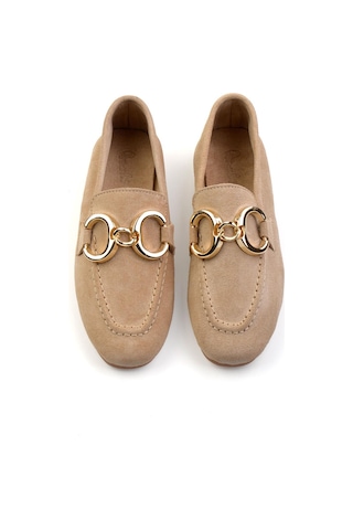 Bambi Vizon Hakiki Deri Kadın Loafer Ayakkabı K01763771002 Vizon
