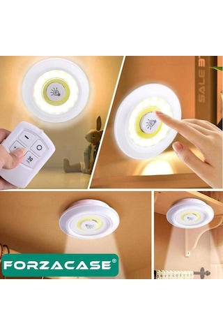 Uzaktan Kumandalı 3lü Spot Led Lamba Pilli Dolap Işığı Fc086