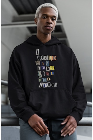 Sevbano Billie Eilish Lunch Baskılı Unisex Oversize Şarkıcı Hoodie Siyah