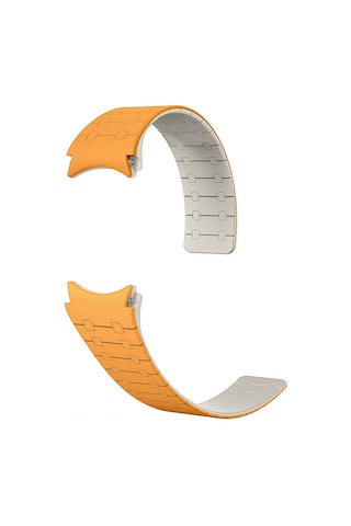Teknodur Galaxy Uyumlu Watch 5 Pro 45mm Krd-111 20mm Çizgili Desenli Silikon Kordon-turuncu