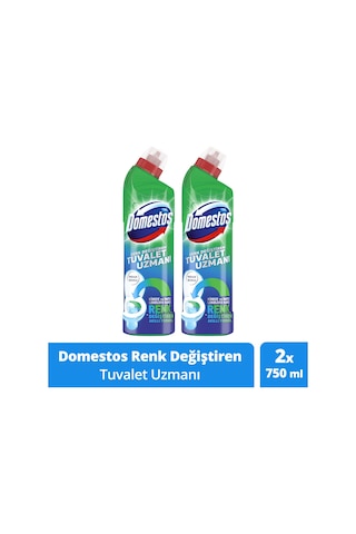Domestos Renk Değiştiren Tuvalet Uzmanı Temizleyici ve Kireç Çözücü 2 x 750 ML