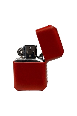 Handmade El Yapımı Hakiki Deri Zippo Modeli Çakmak Kırmızı
