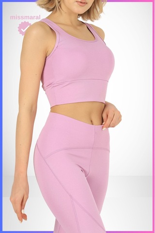 Missmaral Slim Fit Oslo Tayt Lila Yüksek Bel Toparlayıcı Spor Model Flatlock Dikiş Detaylı 1090 Lila