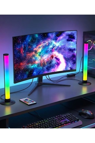 2'li Set Bluetoothlu Rgb Ambiyans Ledi Masaüstü Masası Rgb Ekolayzer Led Işık Çubuğu .
