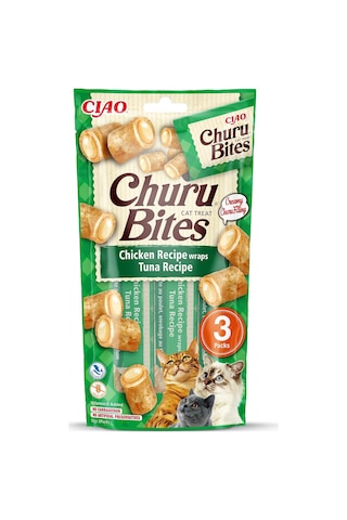 Churu Isırıkları - El Besleme İçin Kedi Tedavileri - Kremsi Dolgulu Çıtır Torbalar - Ton Balığı