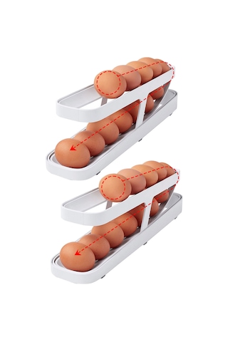Fosenze Buzdolabı İçin Pratik Yumurta Dağıtıcı Ve Saklama Kutusu - 2 Adet Beyaz Beyaz
