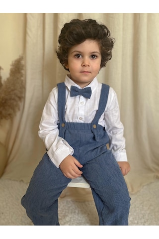 Miababy Papyonlu Fitilli Üçlü Takım İndigo