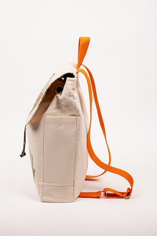 Fabric Craft Bag Sırt Çantas Kanvas Nakışlı Ayarlanabilir Krem Rengi Krem