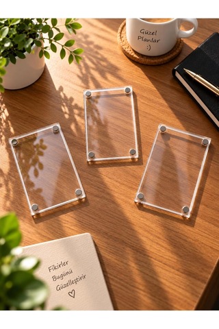 Şeffaf Pleksi Mıknatıslı Polaroid Fotoğraf Çerçevesi 6x9 Cm 3 Adet