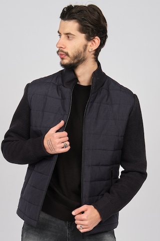 By Serco Erkek Kolları Örme Mont 0622641 Lacivert-Lacivert