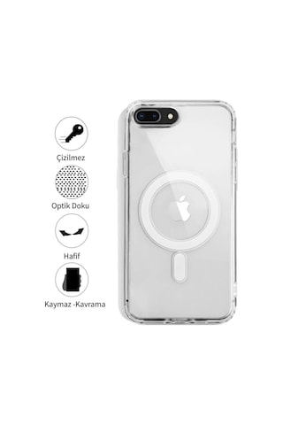 Apple Uyumlu iPhone 8 Plus Şeffaf Magsafe Kılıf Safe Şeffaf