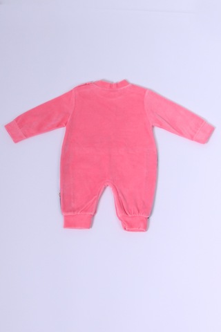 Hçm Bebek Kadife Tulum Uzun Kollu Çıtçıtlı Baskılı D5 Pembe