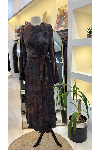 Nuss 2011 İpek Elbise Kuşak Detayli Tarçin Tarçın