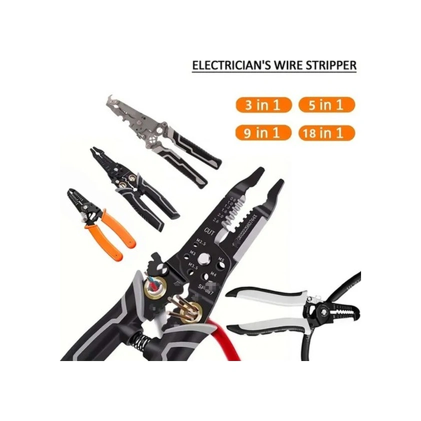 Trendooze Yeşil Katlanır Kabuk Soyucu, Sıkma Pensesi Ve Şarj Ölçer Seti 18in1