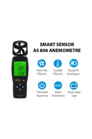 Smart Sensor As 806 Rüzgar Hızı Ve Sıcaklık Ölçer Anemometre N11.251