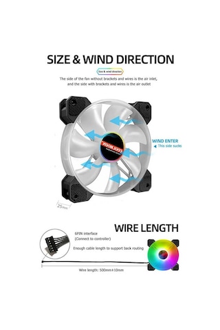 Coolmoon 12cm Rgb Işık Kasa Fan 12v 6 Pin Kontrolcü Gerektirir