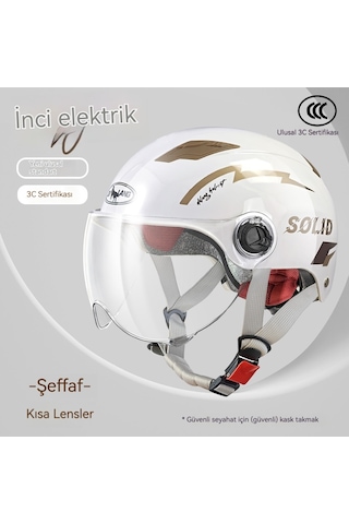 Elektrik Scooter/motosiklet, Yazlık Yarım Kask, Dört Mevsim Uygun Beyaz