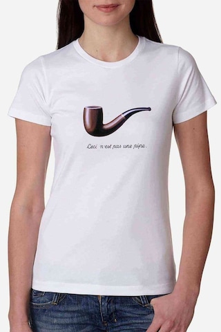 C'Est Ne Pas Une Pipe Kadın Beyaz Tshirt