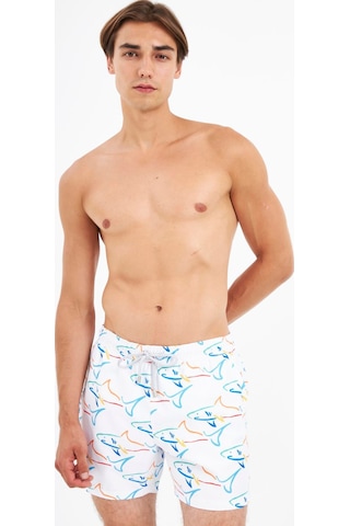 John Frank Requin Desenli Hızlı Kuruyan Mayo Short Erkek Mayo Short Jfsssw96 Beyaz-mavi