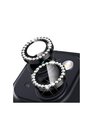 Buff Apple Uyumlu iPhone 14 / 14 Plus Diamond Kamera Lens Koruyucu Gri