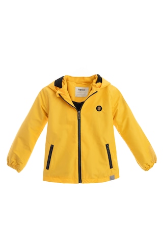 Ligenne Su Geçirmez Çocuk Yağmur Montu Polar Astarlı Kapüşonlu Çocuk Yağmurluk Pure Mustard Sarı