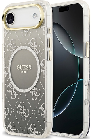Apple Uyumlu iPhone 17 Air Kılıf Guess Lisanslı M-safe Şarj Özellikli 4g Desenli Simli Silikon Kapak Gri Gri