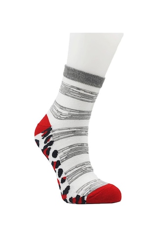 Kadın Çok Renkli Desenli Pamuklu Yarım Konç Çorap 3'lu Paket Çok Renkli